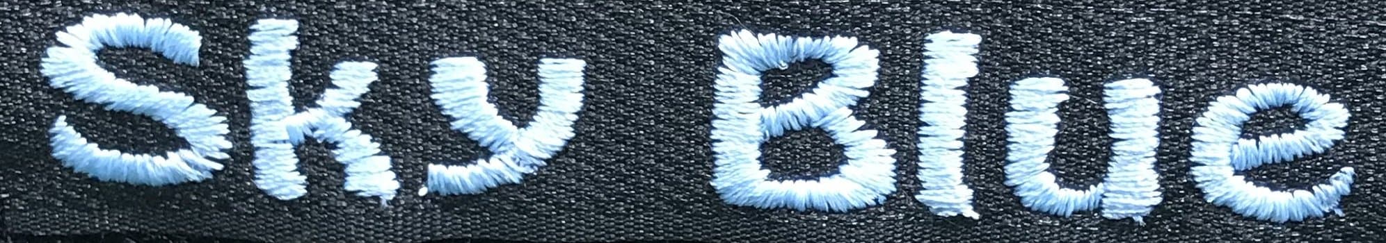 example of embroidery in sky blue