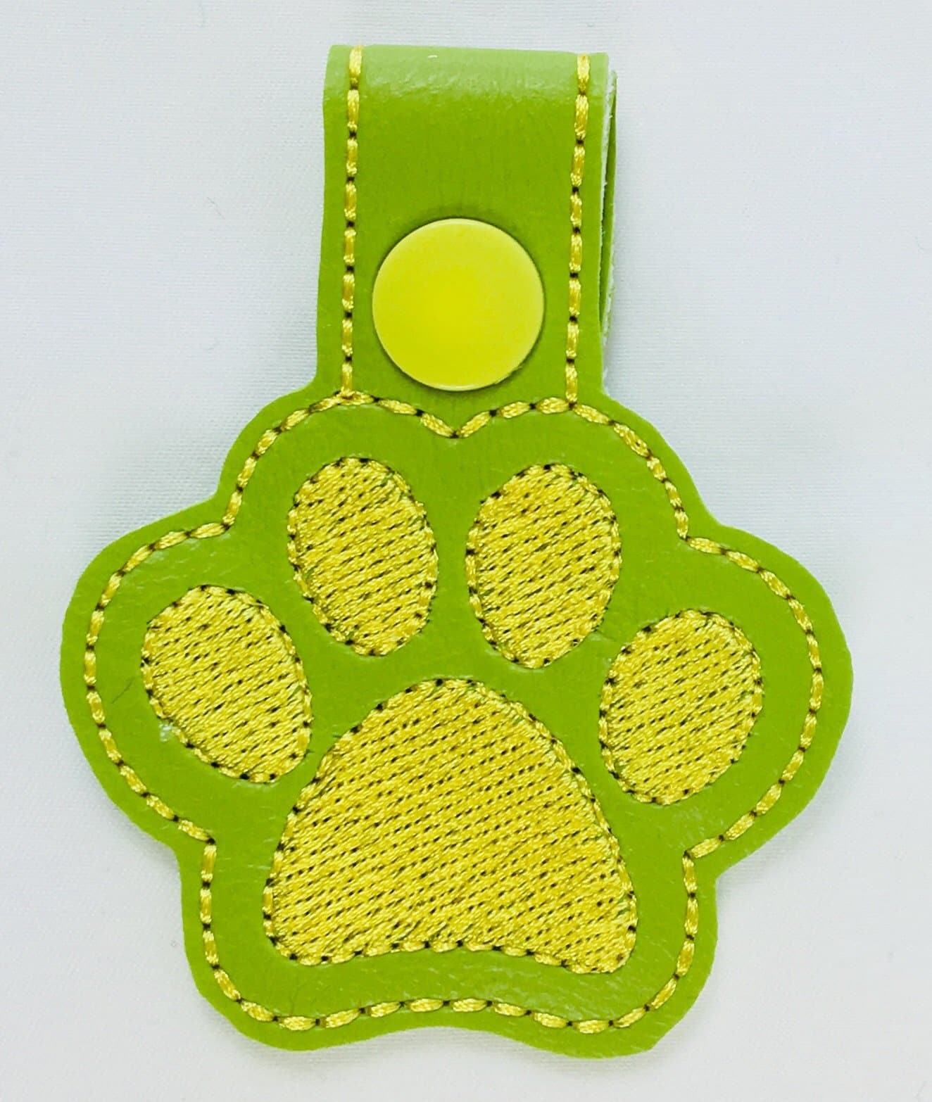 lime green Paw Print Keychain Fob 