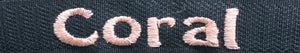 example of embroidery in coral color