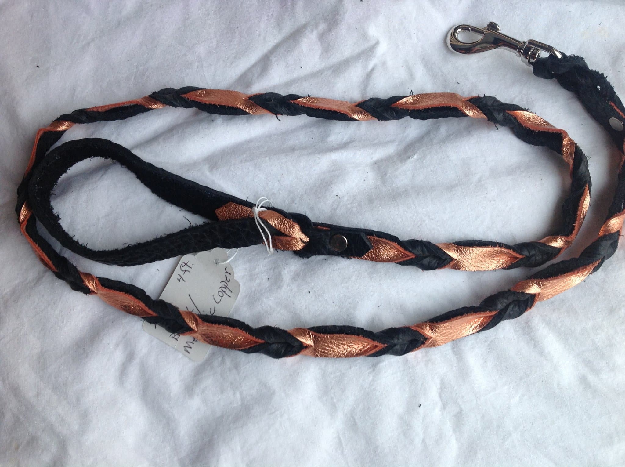 Wright Durable Braided 2-color Leather Dog Leash 