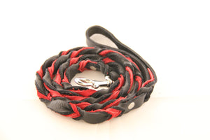 Wright Durable Braided red and black Leather Dog Leash 