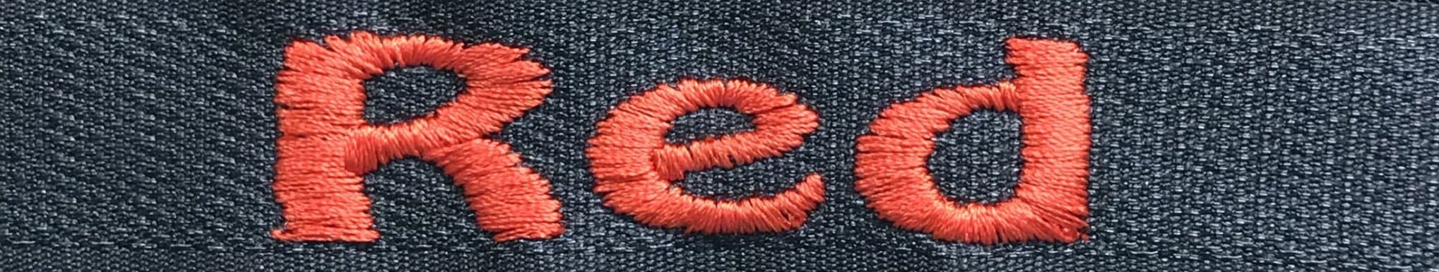 example of embroidery in red
