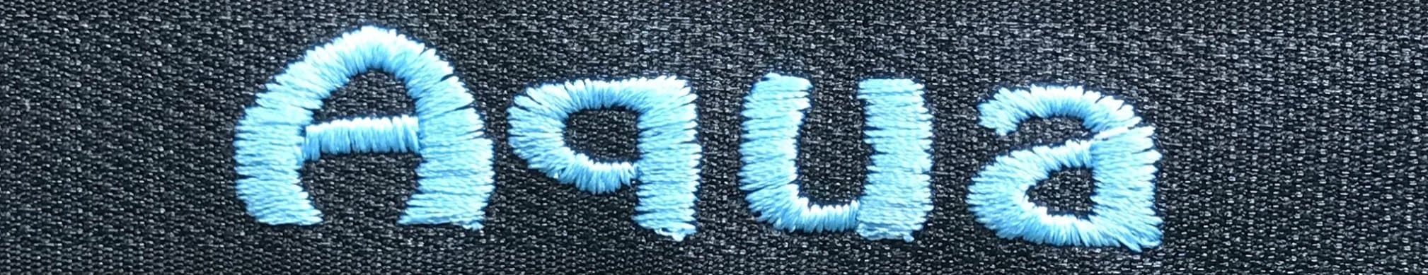 example of embroidery in aqua