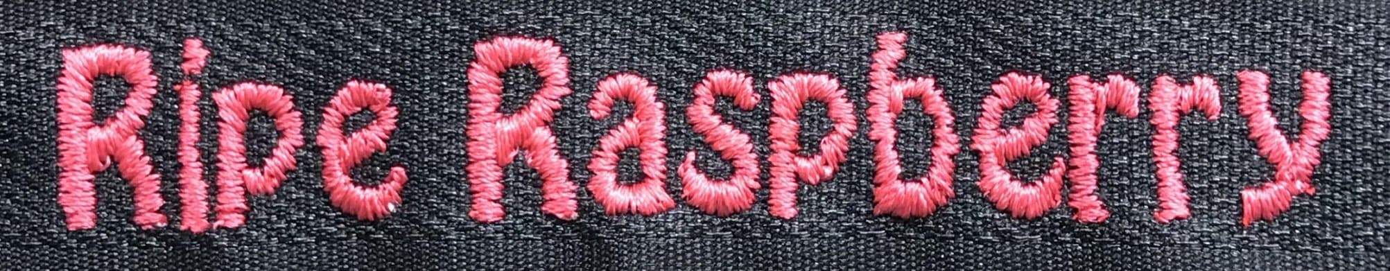 ripe raspberry embroidery sample