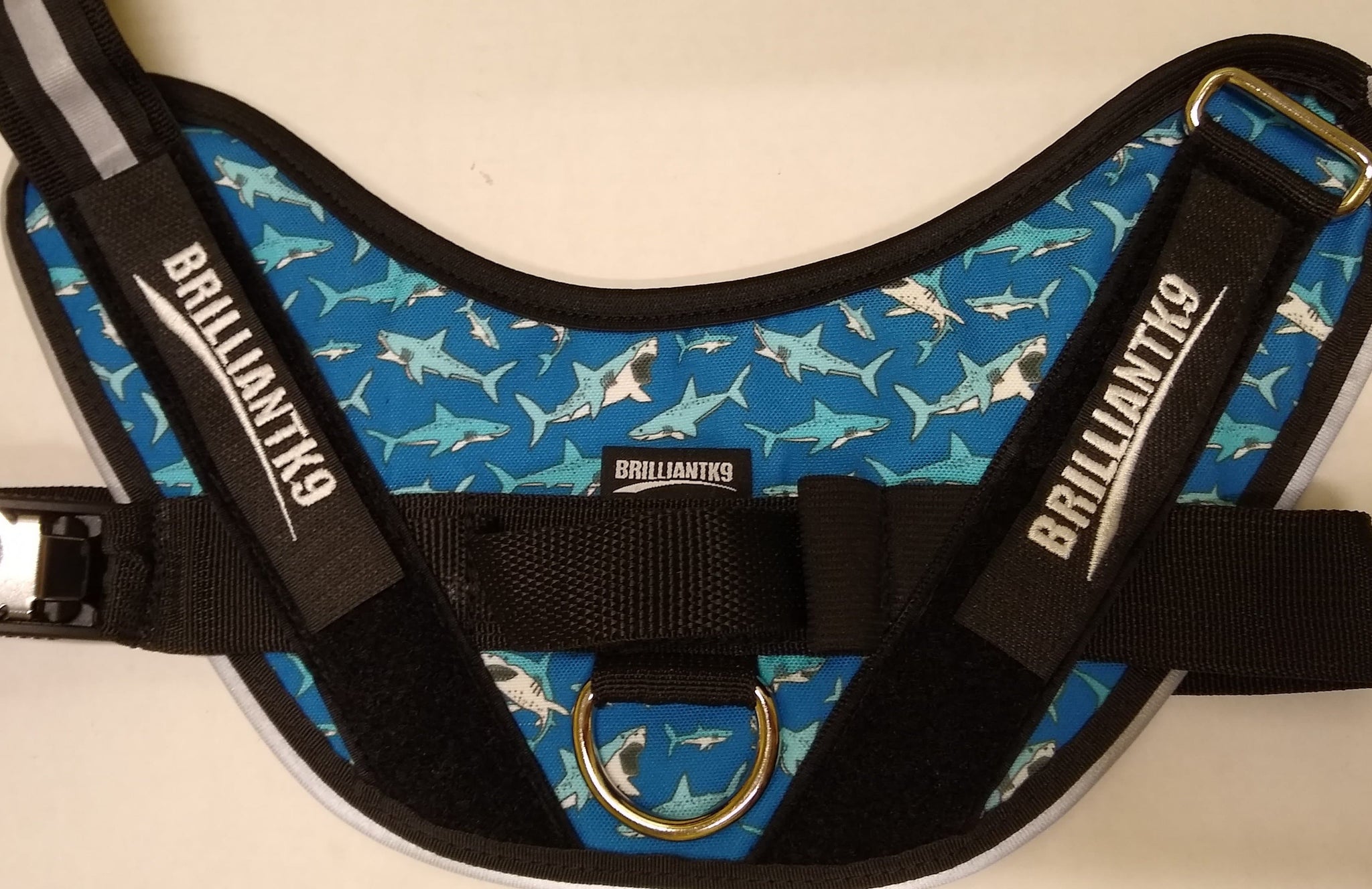 shark print custom dog harness