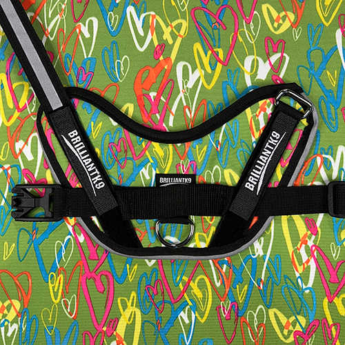 Mid-Sized Ares Sport Dog Harness in Crazy Hearts