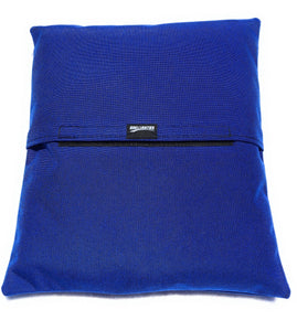back of a blue 22-Inch Dog Crate Bed Cover