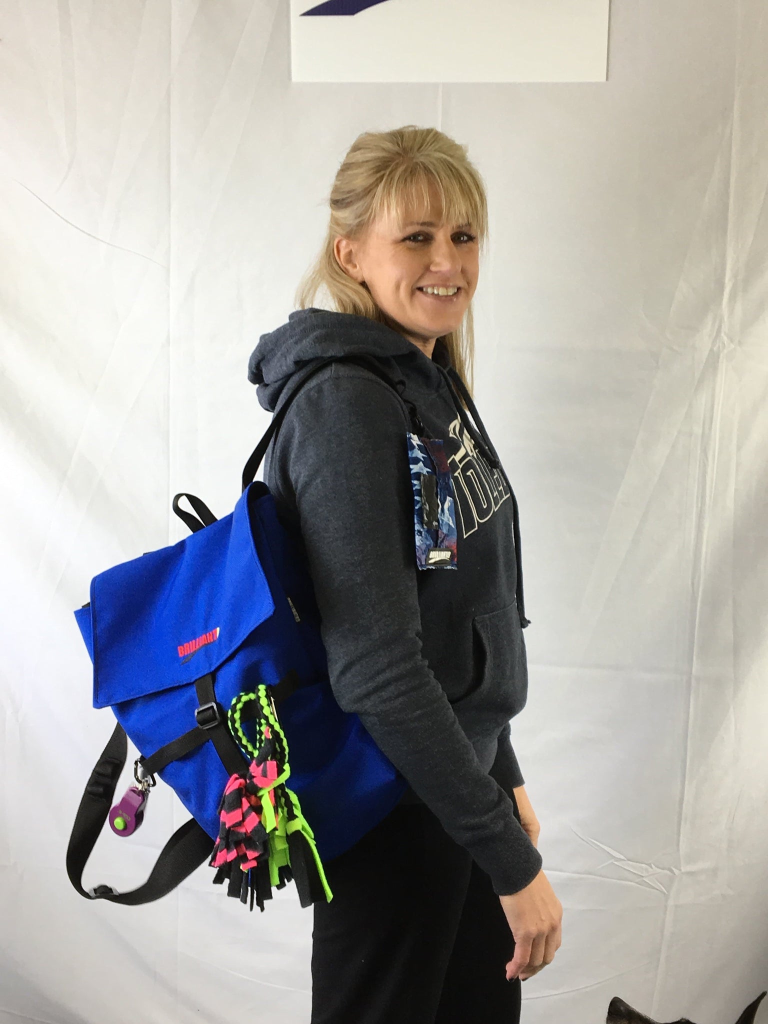 woman wearing a Custom Embroidered Backpack 