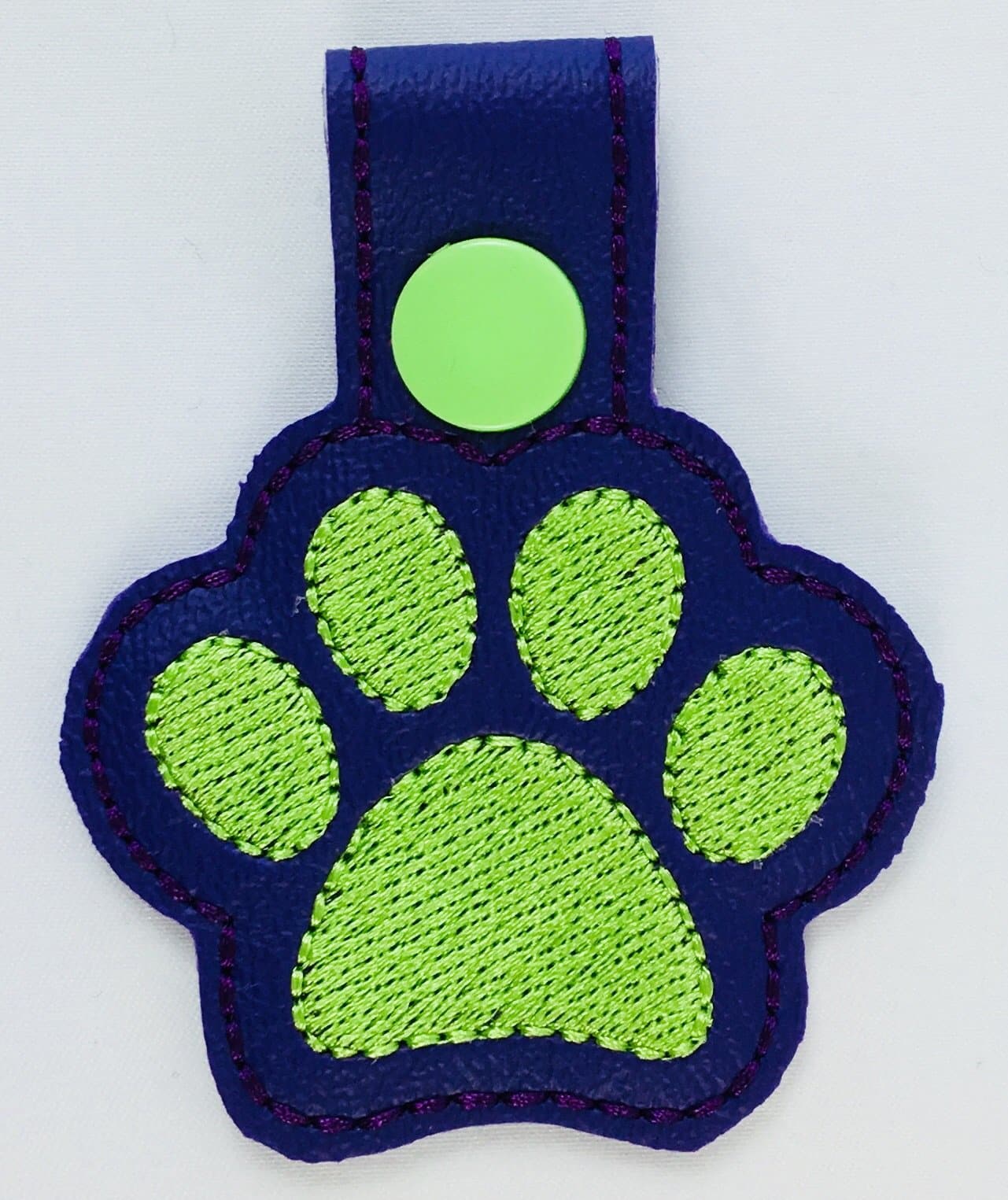 Paw Print Keychain Fob in green and blue