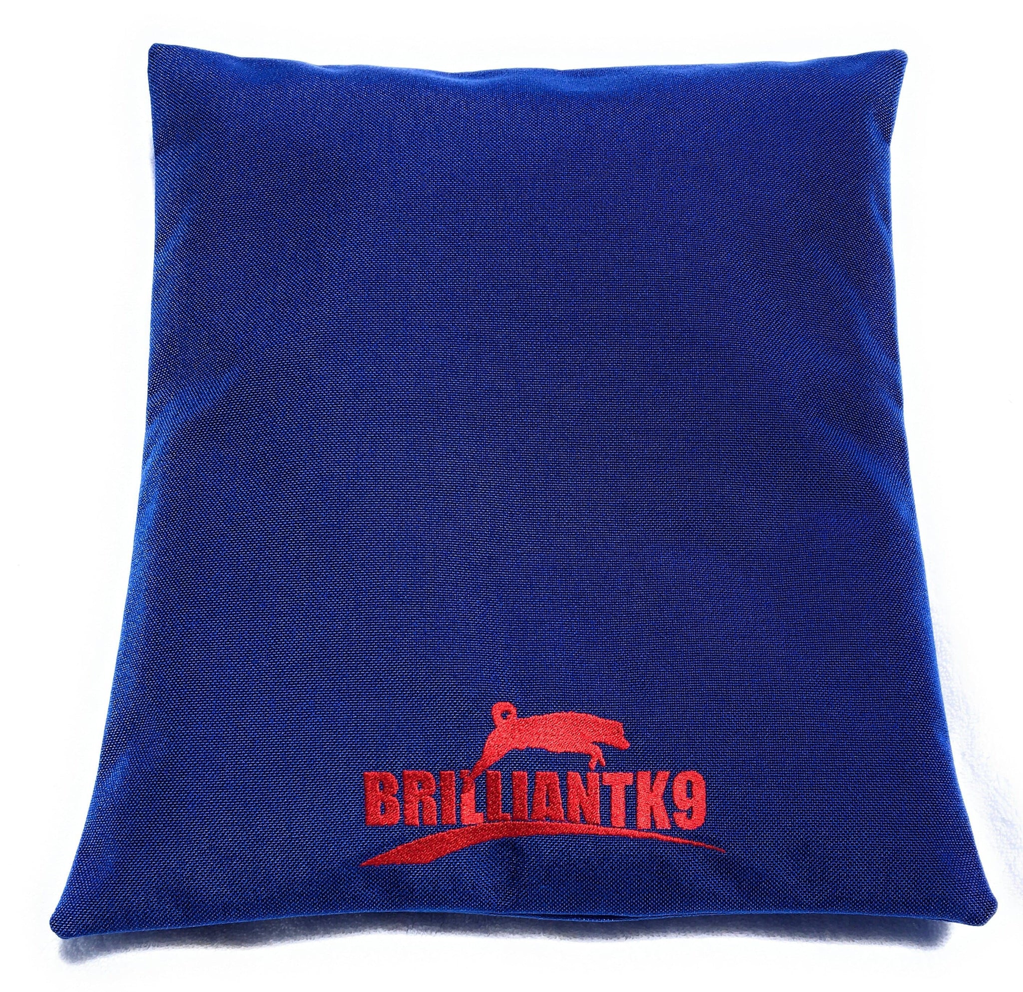 front of a blue 30" Dog Pad Embroidered Crate Cover 
