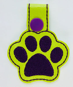 bright green and navy blue Paw Print Keychain Fob